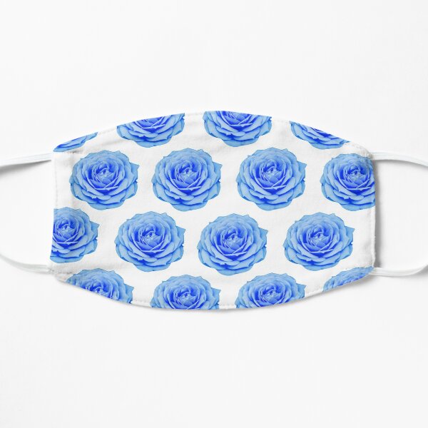 Repeating baby blue roses Flat Mask