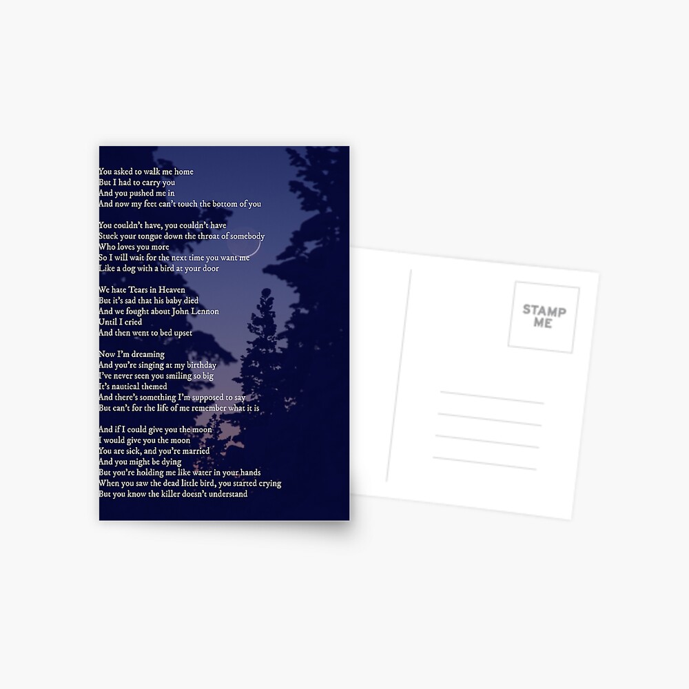 "Phoebe Bridgers Moon Song Lyrics" Postcard for Sale by melodyponder