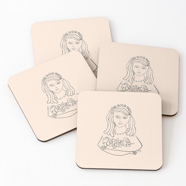 Item preview, Flower Girl line drawing designed and sold by taika tori.