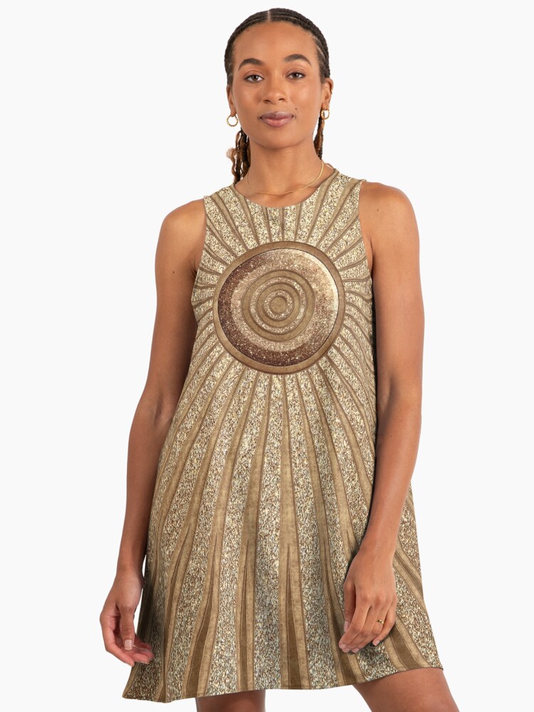 Gold Glitter Burlesque Sunbeams Vintage Circus Circus A-Line Dress