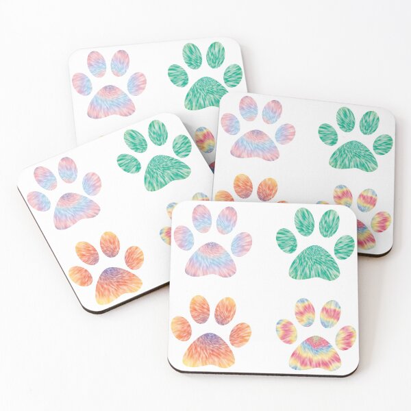 Item preview, Colorful tie dye effect dog paws  designed and sold by Mandala & More.