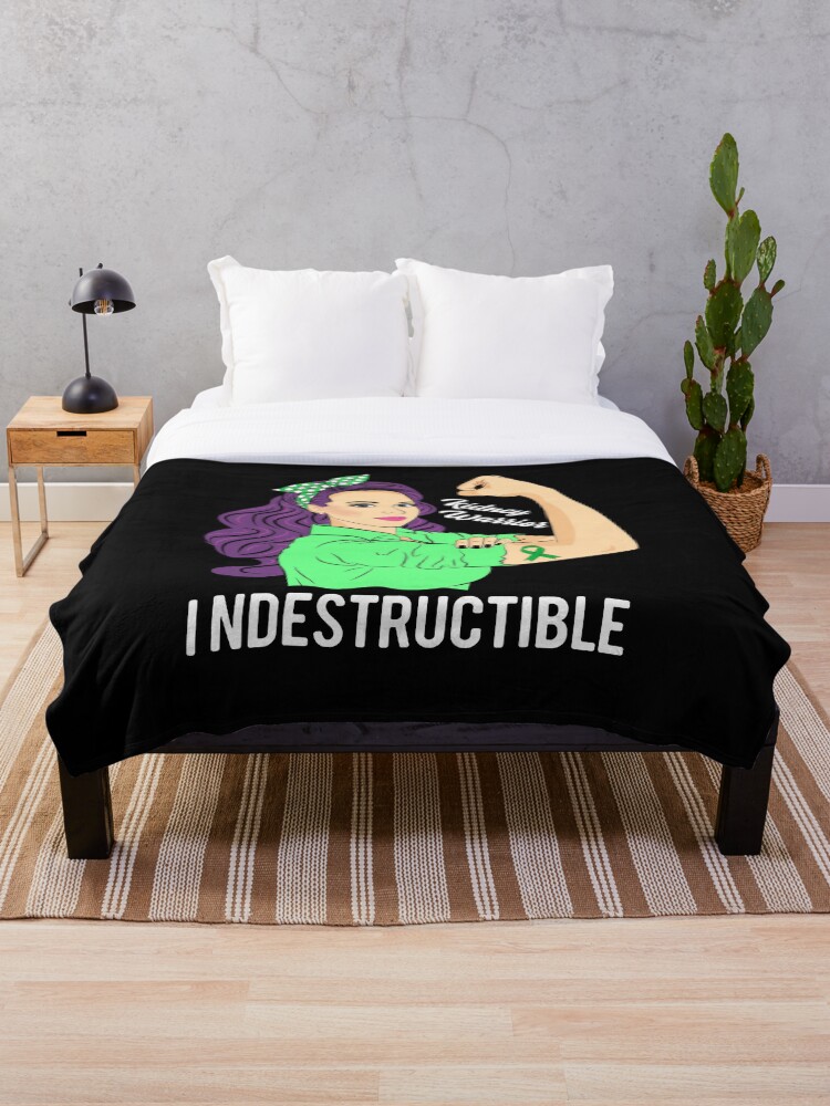 Kidney Warrior Indestructible Chronic Disease Awareness Throw Blanket