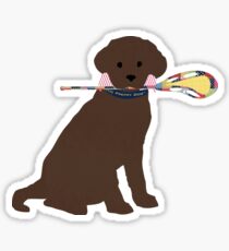 Preppy Chocolate Lab Lacrosse Dog Sticker