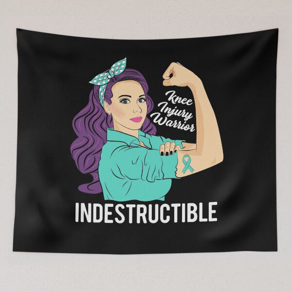 Item preview, Knee Injury Warrior Indestructible Awareness Support designed and sold by ZNOVANNA.