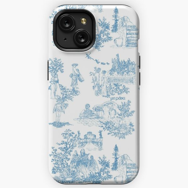 Phone Case - Soft Blue Toile with Chinoiserie Monogram –