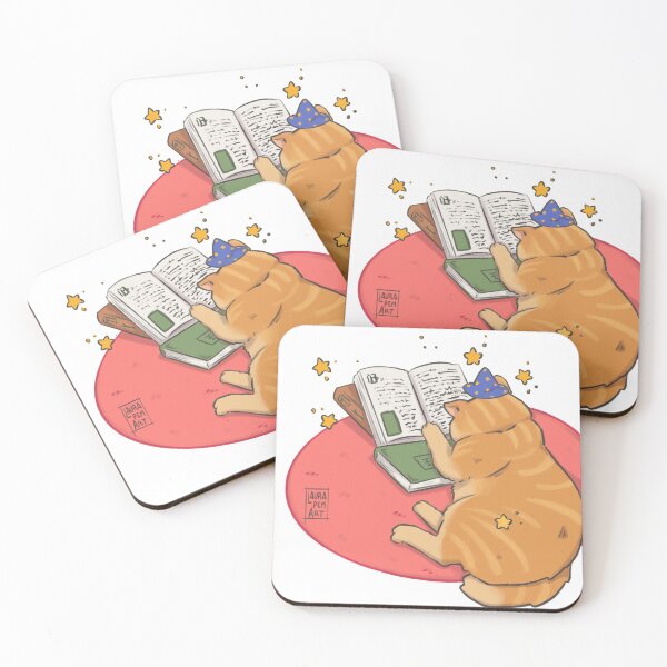Item preview, Fluffy magical cat reading designed and sold by LauraPemArt.