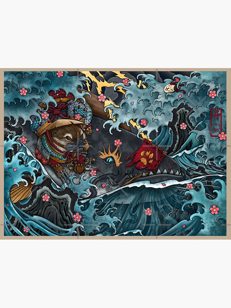 "Kawauso Yokai “Asikata” vs Namazu (Catfish) " Sticker by Asikata Redbubble