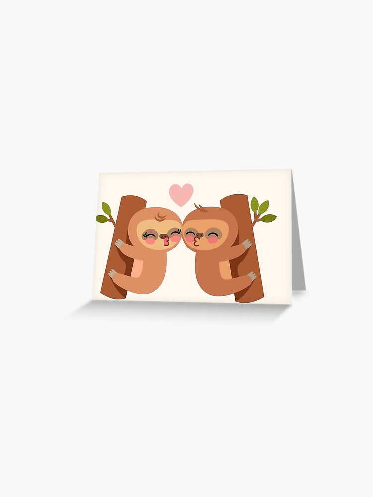 Cute Sloth Couple Kissing