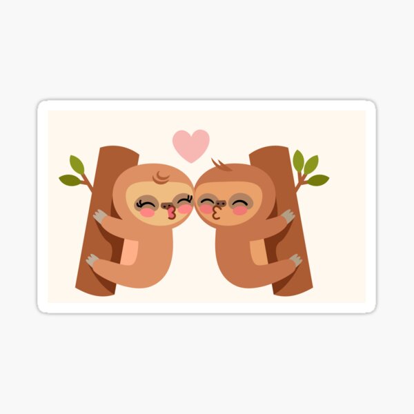 Cute Sloth Couple Kissing Sticker For Sale By Andrius123 Redbubble 