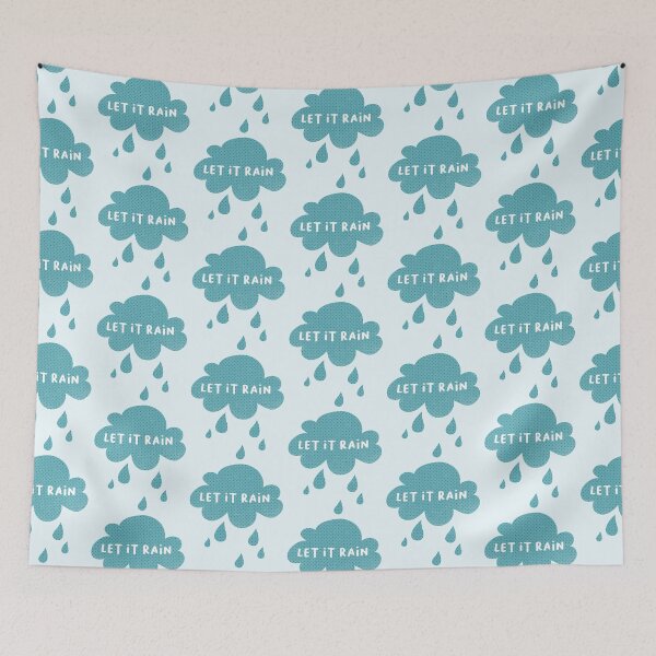 Item preview, Let it rain dots dots cloud rain sky weather scandinavian pastel quote light blue designed and sold by eskima.