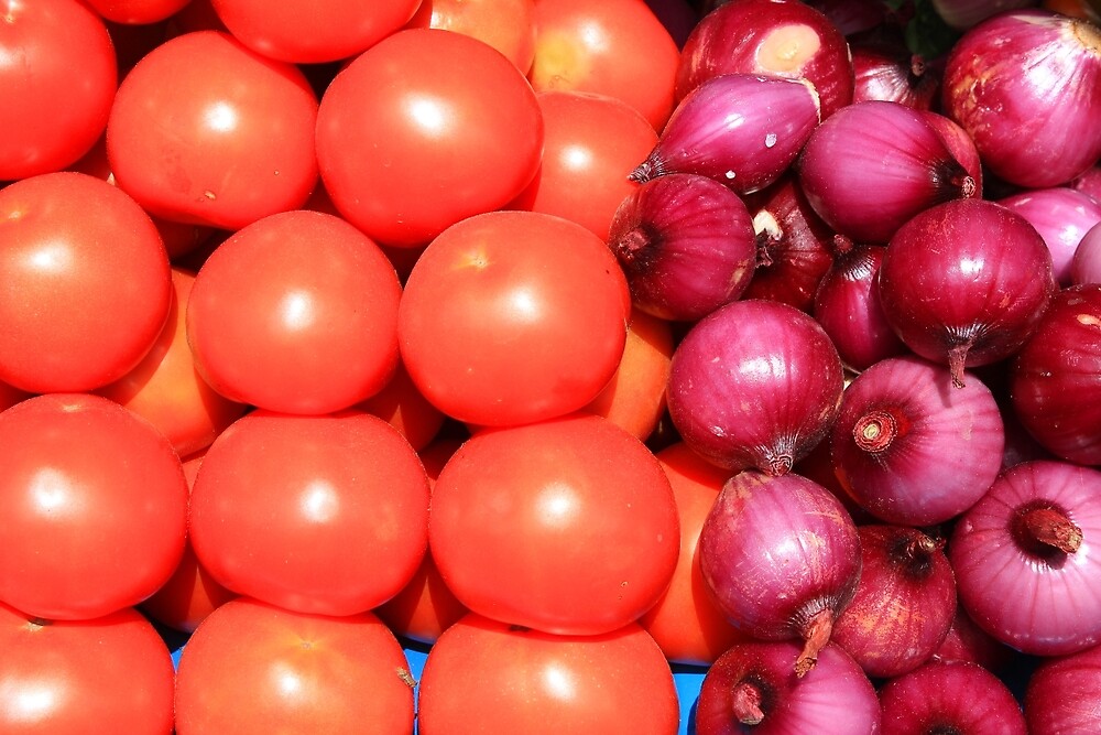 "Tomatoes and Red Onions" by rhamm Redbubble