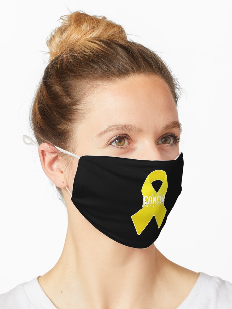 Yellow Ribbon Bone Cancer Awareness Advocacy Gift Mask for Sale