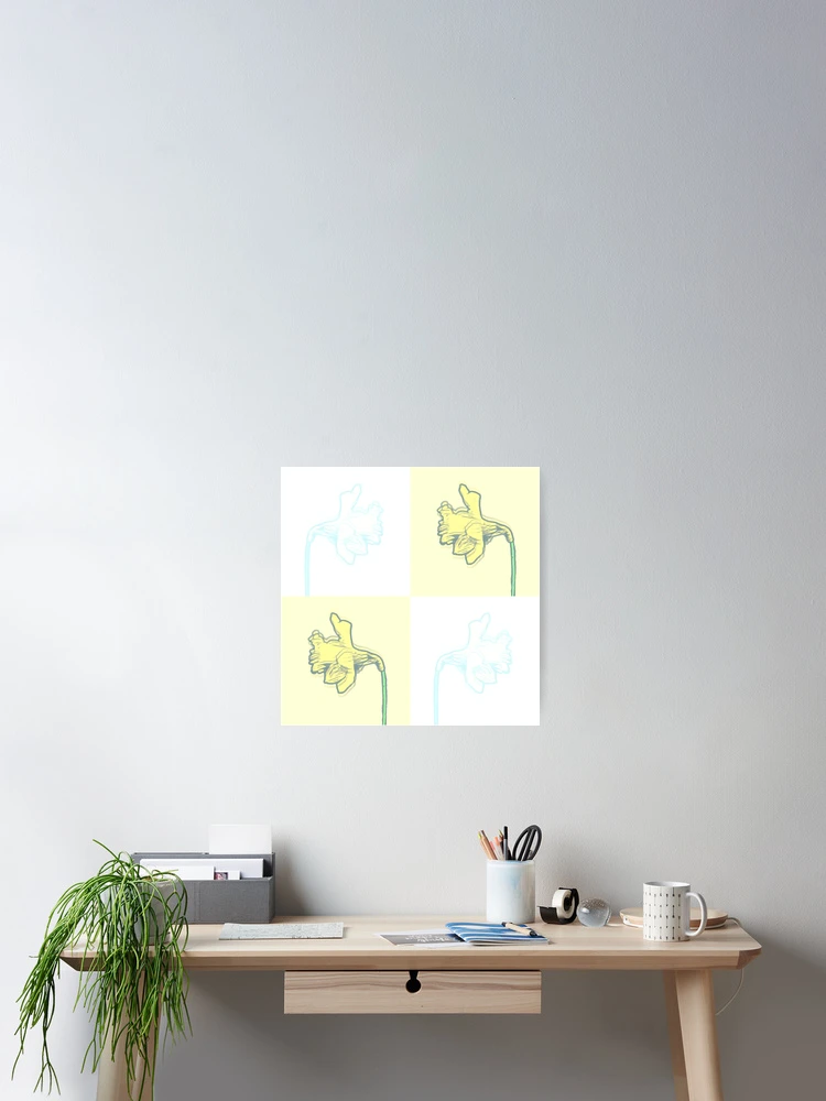 Thumbnail 2 of 3, Poster, Spring Daffodils Retro Pastel Tile Pattern designed and sold by DesignsofNote.