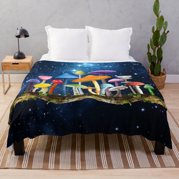 Item preview, Magic Rainbow Mushrooms - With Blue Galaxy Background designed and sold by JungleVision.