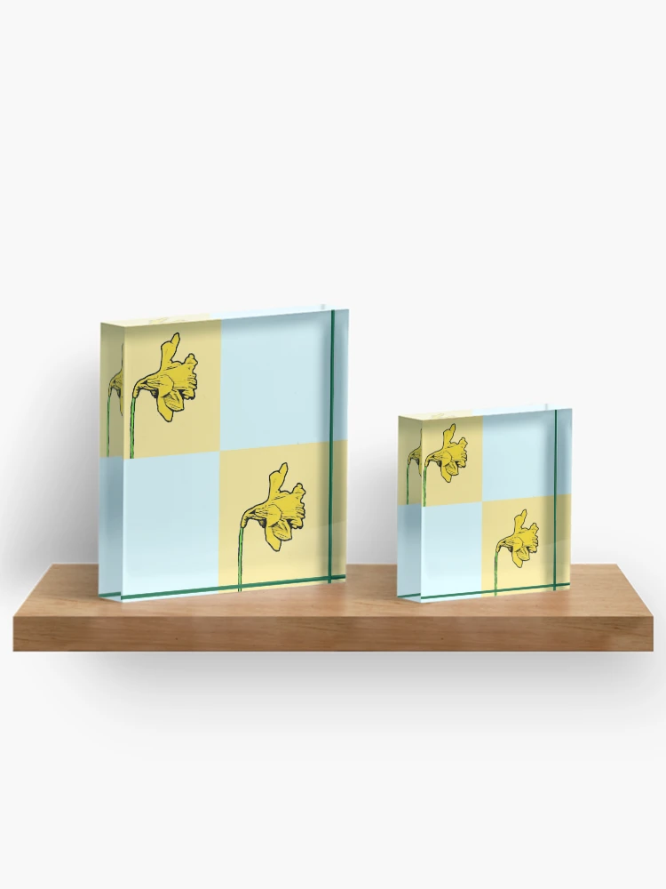 Thumbnail 3 of 5, Acrylic Block, Spring Daffodils Retro Bright Tile Pattern designed and sold by DesignsofNote.