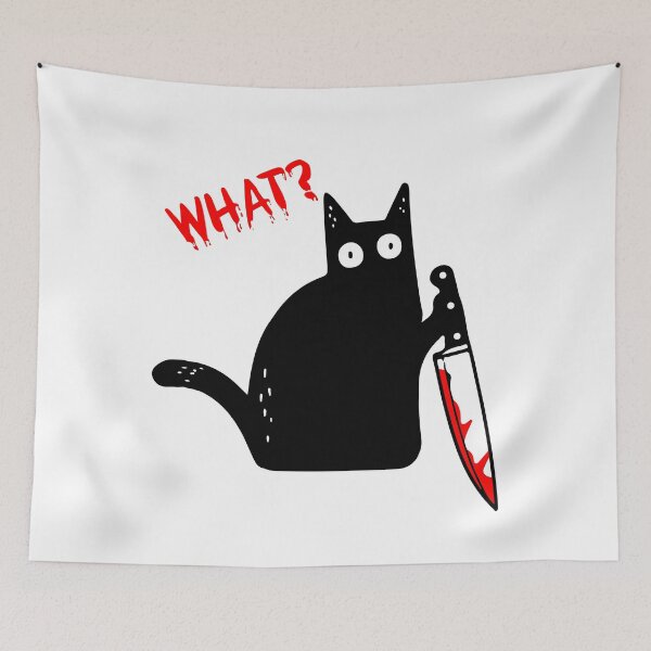 Item preview, Funny Murderous Black Cat Holding Knife - Black Cat What? designed and sold by cxytees.
