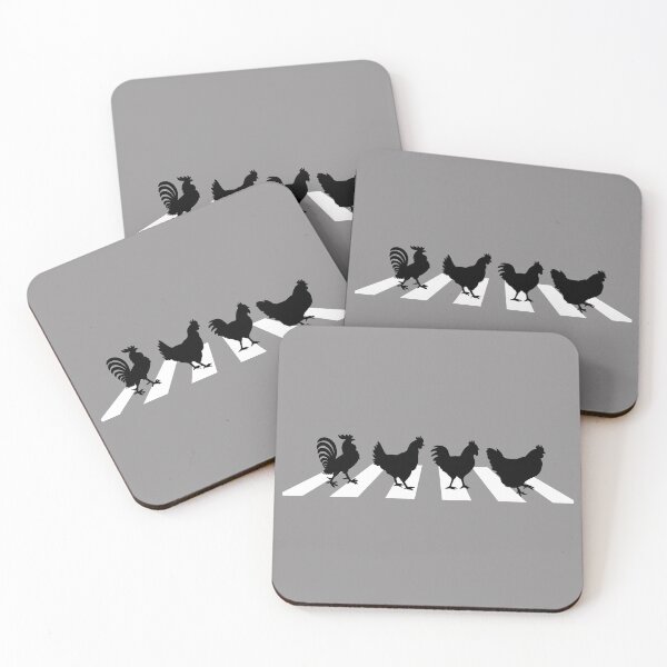 Item preview, Chickens on Abbey Road crossing parody (white & black) designed and sold by SolidEarthArt.