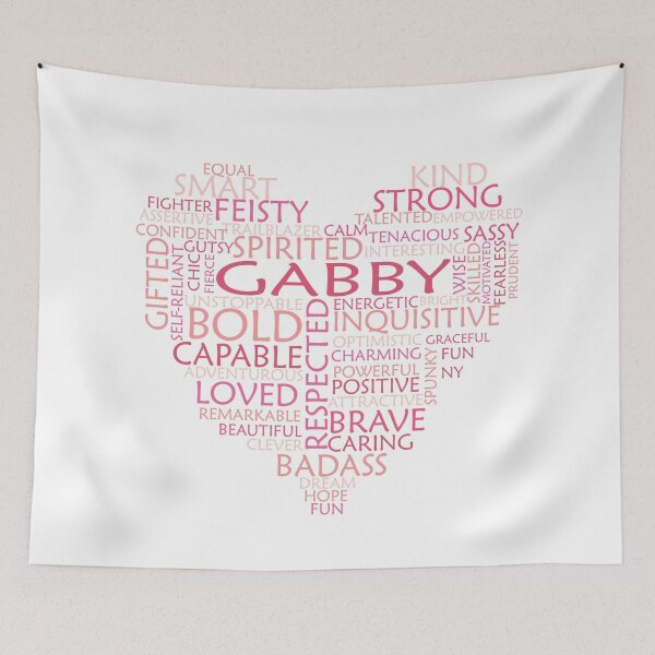 Item preview, Gabby heart word cloud shape name - pink, peach and light pink - female empowerment name personalised text - 0321 designed and sold by PrettyDesserted.