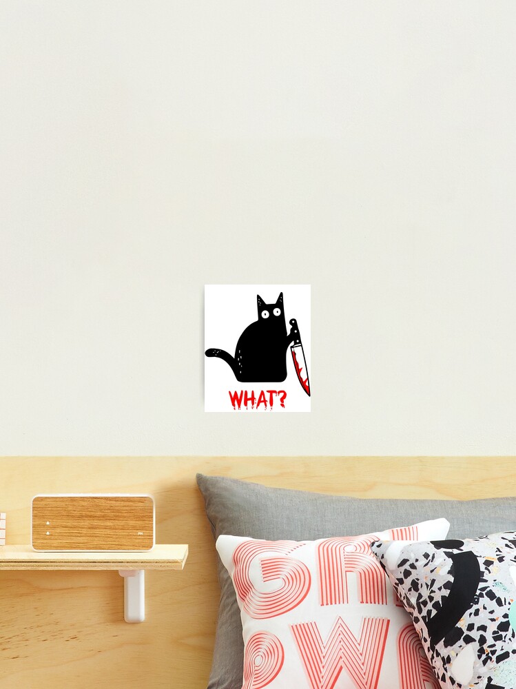 Funny Black Cat WHAT? - Murderous Cat Holding Knife Coasters (Set of 4)  for Sale by cxytees