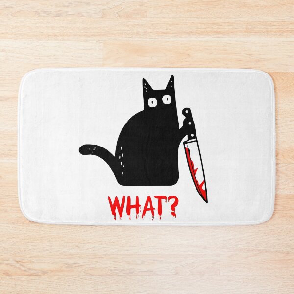 Item preview, Funny Black Cat WHAT? - Murderous Cat Holding Knife designed and sold by cxytees.
