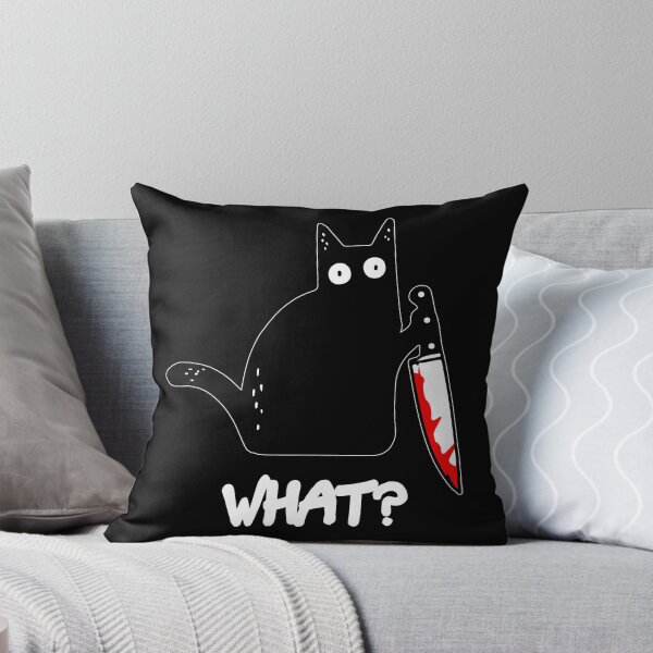 Item preview, Funny Black Cat WHAT? - Murderous Cat Holding Knife - Dark designed and sold by cxytees.