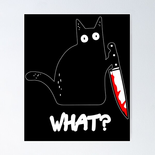 Funny Black Cat WHAT? - Murderous Cat Holding Knife Coasters (Set of 4)  for Sale by cxytees