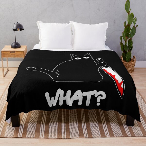 Item preview, Funny Black Cat WHAT? - Murderous Cat Holding Knife - Dark designed and sold by cxytees.
