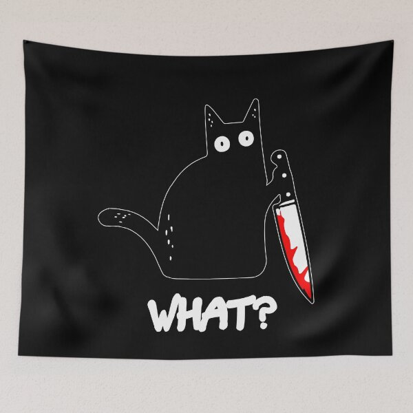 Item preview, Funny Black Cat WHAT? - Murderous Cat Holding Knife - Dark designed and sold by cxytees.