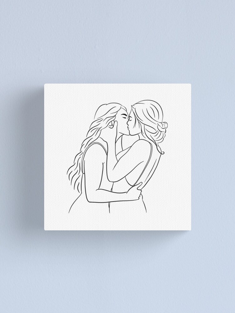 Lesbian Girlfriend Romantic Gift Custom Drawing Couple 