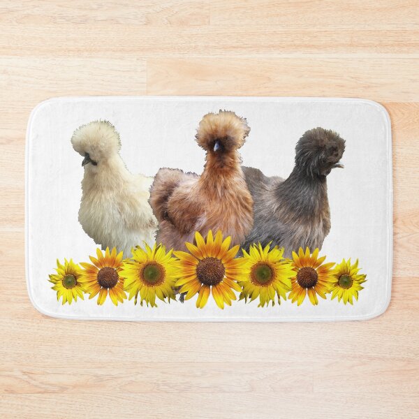 Item preview, Farmhouse Silkie Bantam Chicken Trio with Sunflowers designed and sold by StandoutSilkies.