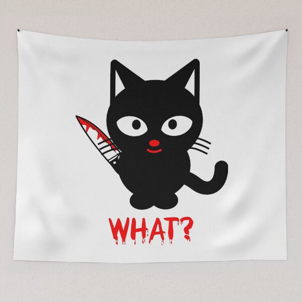 Item preview, Funny Murderous Black Cat Holding Knife - Halloween Black Cat WHAT? designed and sold by cxytees.