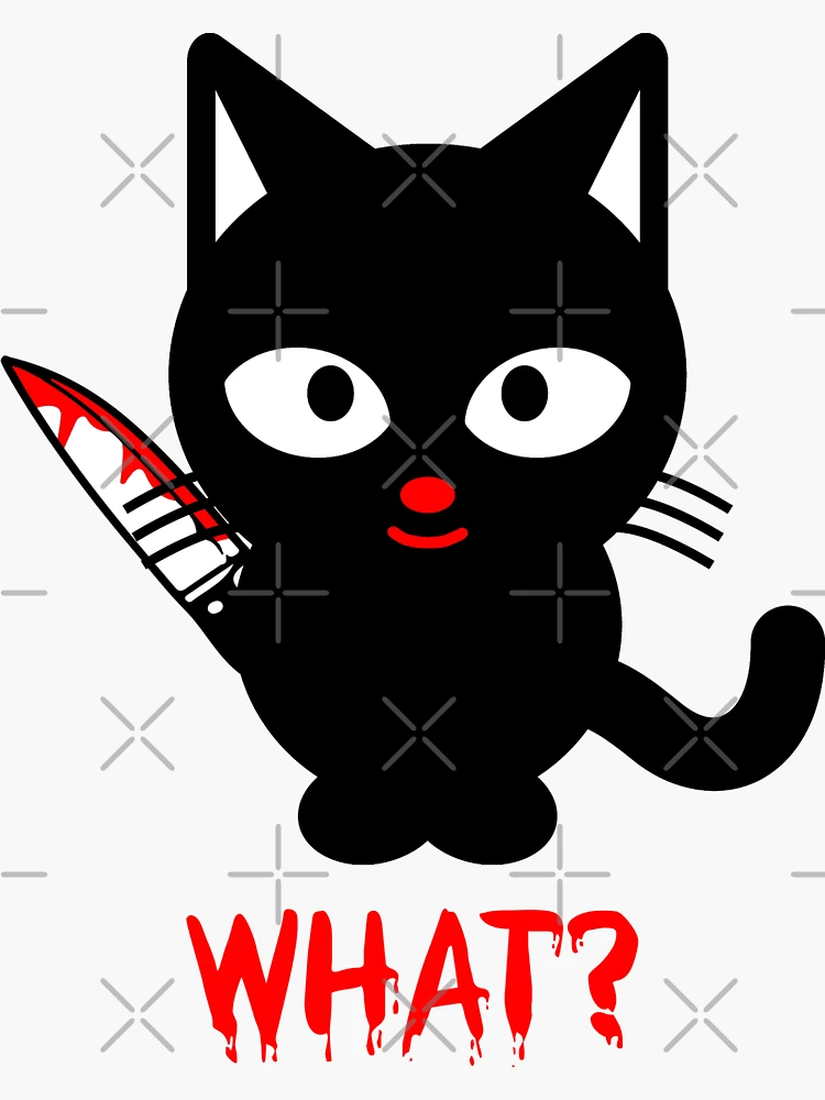 Funny Black Cat WHAT? - Murderous Cat Holding Knife Coasters (Set of 4)  for Sale by cxytees