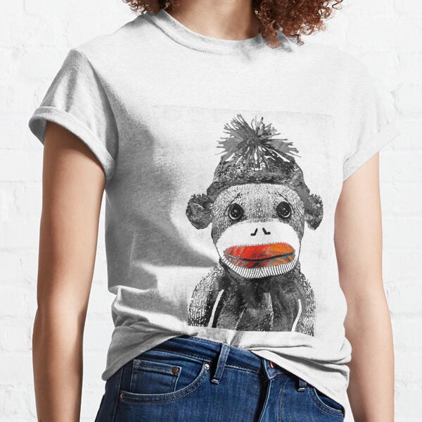 Sock Monkey Art In Black White And Red - By Sharon Cummings Classic T-Shirt