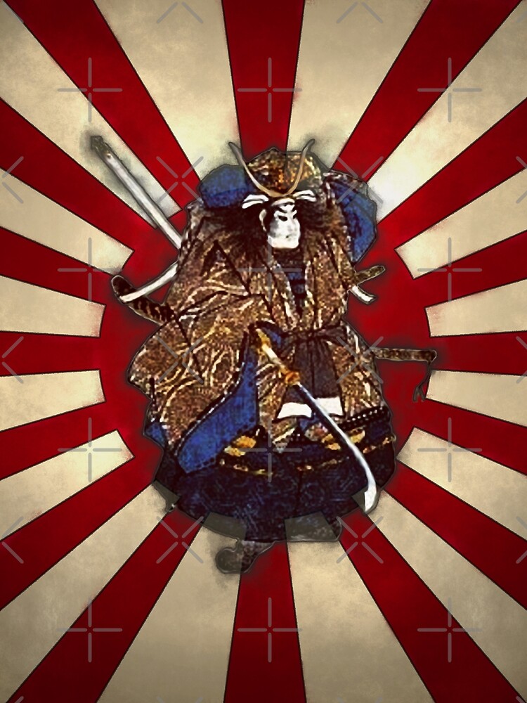 Thumbnail 5 of 5, Graphic T-Shirt, Naginita Samurai over Rising Sun Japan Flag designed and sold by SolarCross.