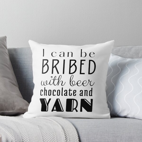 Item preview, I Can be Bribed with Beer Chocolate and Yarn Black Text designed and sold by DWDiva.