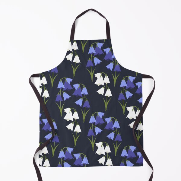 Item preview, Floral pattern with white and blue bellflowers on the navy background designed and sold by Victoria Riabov.