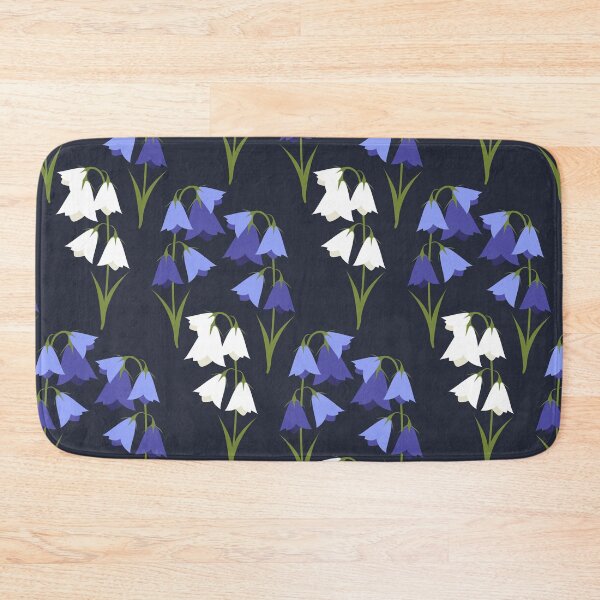 Item preview, Floral pattern with white  and blue bellflowers on the navy background designed and sold by Victoria Riabov.