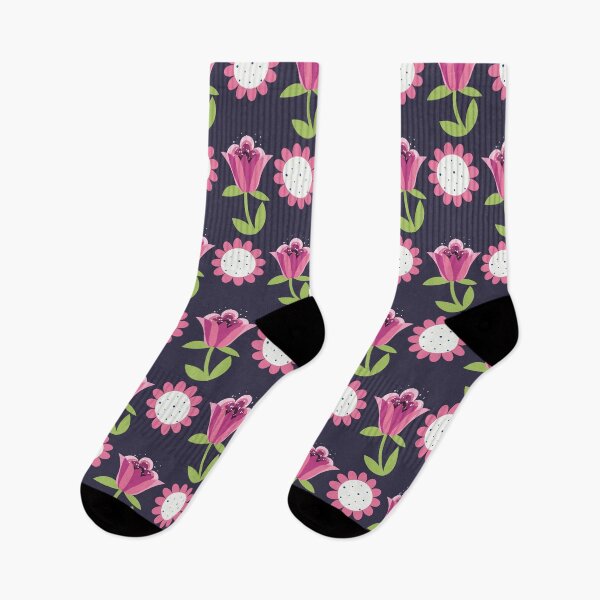 Item preview, Floral pattern with pink bellflowers and chamomile designed and sold by Victoria Riabov.