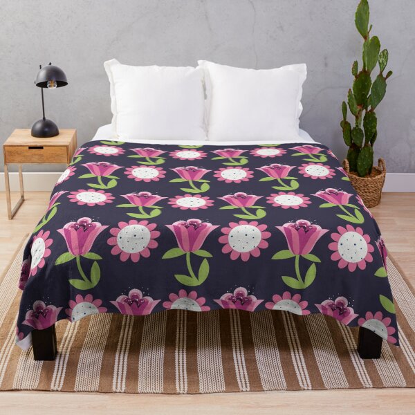 Item preview, Floral pattern with pink bellflowers and chamomile designed and sold by Victoria Riabov.