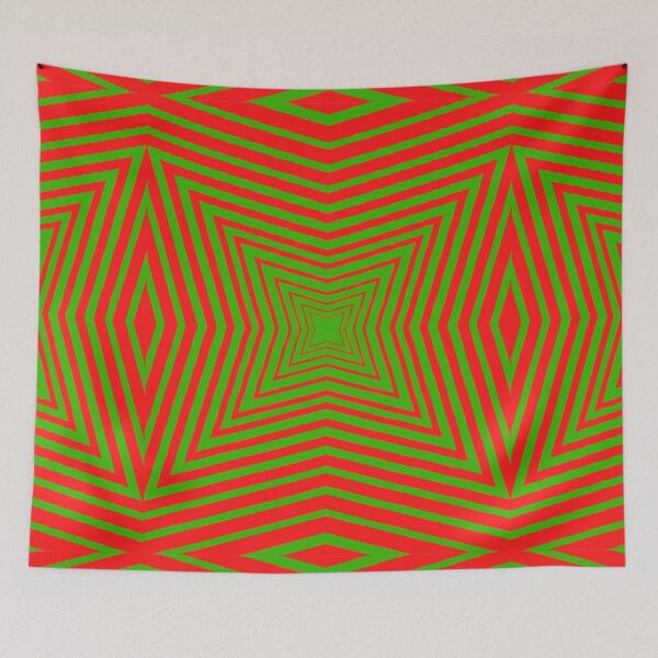Item preview, geometric colourful psychedelic ripple pattern Green Red designed and sold by kyds.