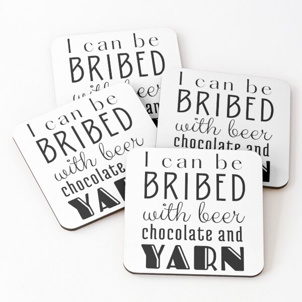Item preview, I Can be Bribed with Beer Chocolate and Yarn Black Text designed and sold by DWDiva.
