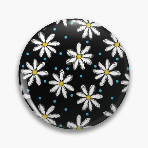 Item preview, Daisies with Blue Dots Pattern on Black designed and sold by brittlouise.