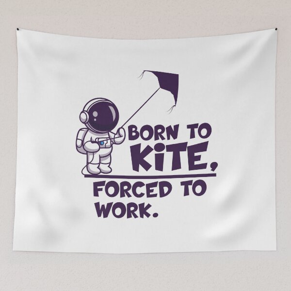 Item preview, born to kite forced to work gifts for kitesurfer  Astronaut Playing Kite designed and sold by 0umStore.