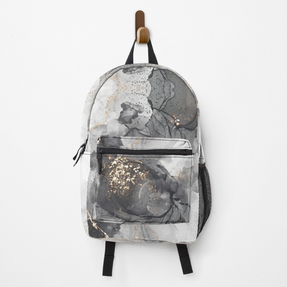 Alcohol Ink Black & Gold Marble Abstract Art Backpack for Sale by  yuzudesign