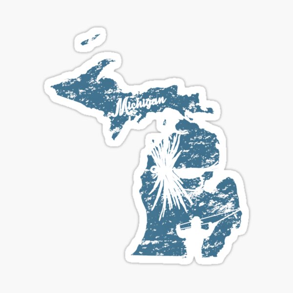 Item preview, Vintage Fish Michigan State Map MI Fly Fishing Trout designed and sold by onasffCarpe25.