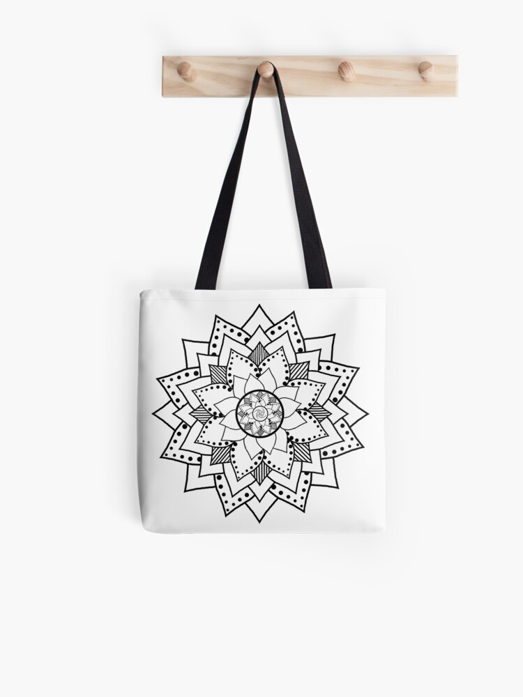 Mehndi Fleur De Lotus Fleur De Henné Noir Tote Bag