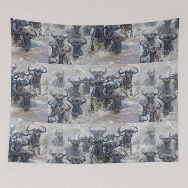 Item preview, Wildebeest cross the Mara River in the Masai Mara of Kenya. designed and sold by Ingo Gerlach.