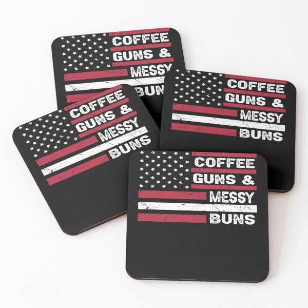 Item preview, Coffee Guns & Messy Buns Pro Gun Funny Womens USA Flag designed and sold by TrendingTees4u.
