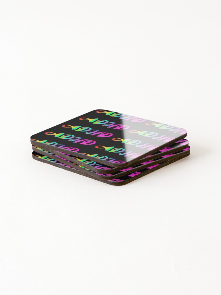 Thumbnail 4 of 5, Coasters (Set of 4), ADHD Rainbow Paint Text designed and sold by DesignsofNote.
