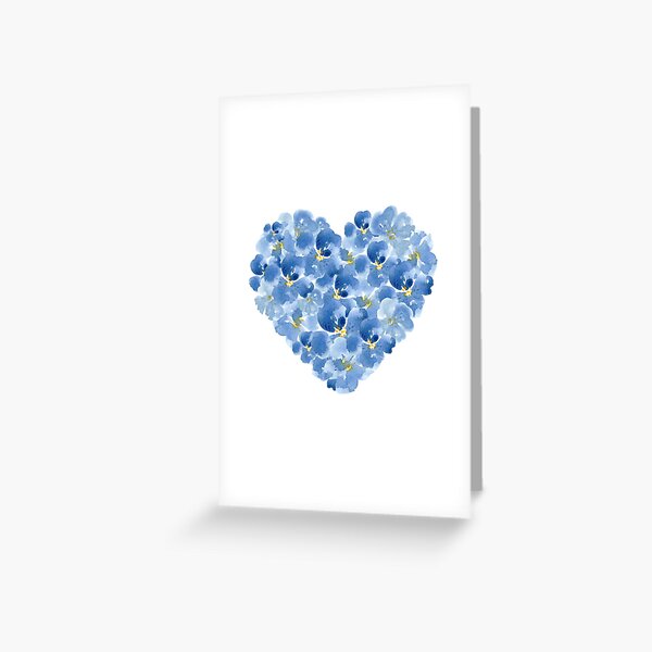Item preview, Handpainted blue watercolor flower heart designed and sold by ApricotBlossom.